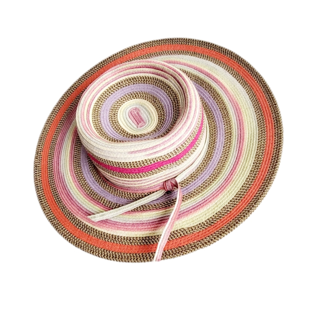 **Old County Road Colorful Striped Straw Beach Hat